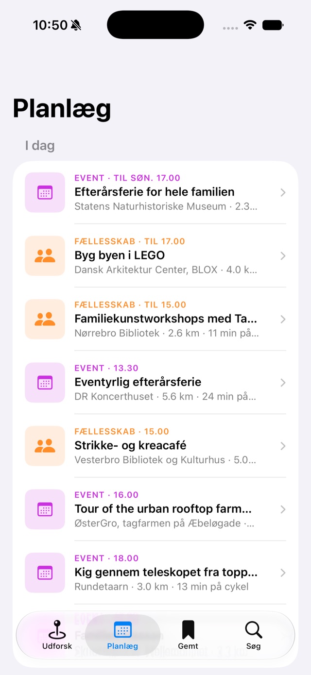 The Plan tab in Jamii with today's happenings under Today, in the order they happen.